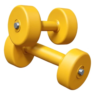 Generate a high-quality image of two cute, small yellow dumbbells for home workouts stacked in a cross shape on a plain white background, rounded edges, soft and smooth surface, realistic shading and lighting, no logos or brand markings, high-resolution.
 sticker