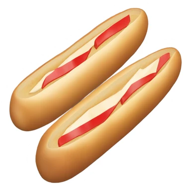 I'd like an emoji of a Baguette at an isometric angle, with the back end pointing to the bottom right of the image and the front end pointing to the top right of the image. On each side of the baguette, there should be french flags attached to the baguette simulating wings. sticker