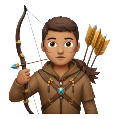 The classic hunter image with a bow and arrow on his back, dressed in brown with some animal made decorations sticker
