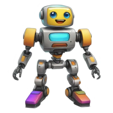 a cheerful multi-colored jumping robot sticker