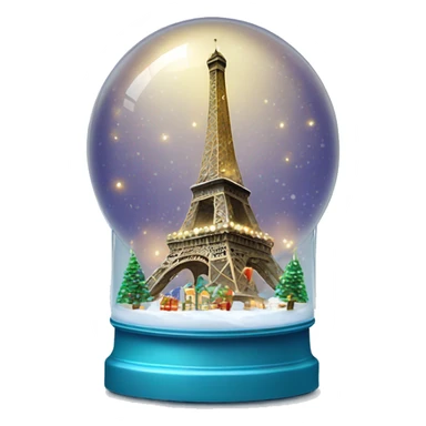 Eiffel Tower with Christmas lights inside snow globe sticker