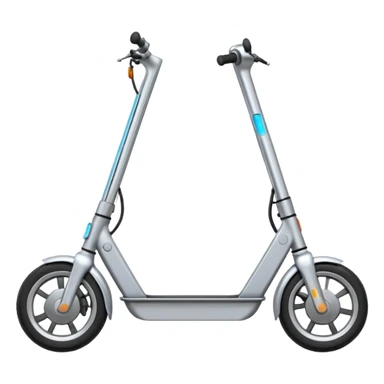 A futuristic electric scooter emoji made of silver chrome, sleek minimal frame, smooth metallic surface, subtle reflections, modern urban design, iOS emoji style, centered, clean white background sticker