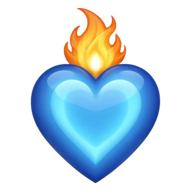 Blue heart with big BLUE flame NO RED OR ORANGE sticker