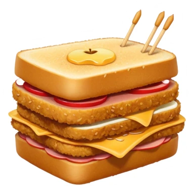 katsu sando with a toothpick, apple emoji style sticker