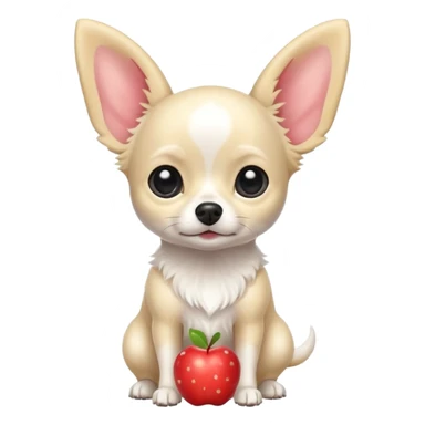 Apple head white Chihuahua with black dots. Big ears and big eyes. Full body sticker
