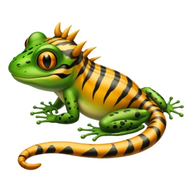 Frog with tiger body and scorpion tail and with mullet(funk)back hair hairstyle sticker