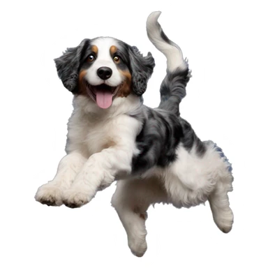 Merle bernedoodle jumping over the moon sticker