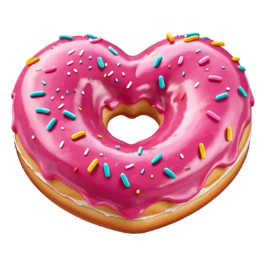 Realistic isolated heart shaped donut with pink frosting. sticker