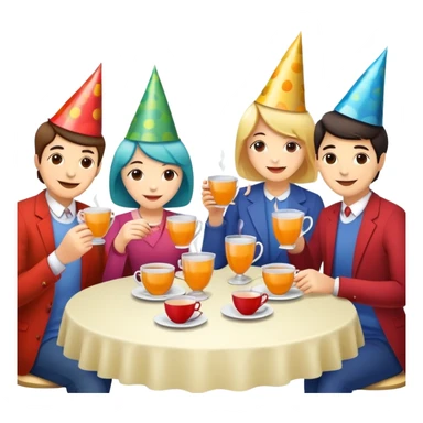 people having a tea party, cheerful sticker