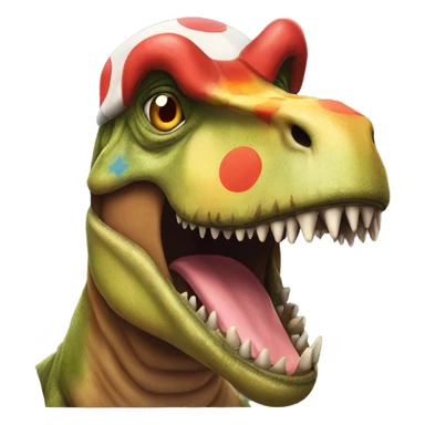 T-Rex with a clown wig sticker