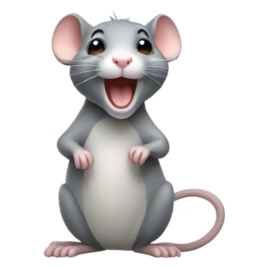 cute grey rat with smiling face sticker