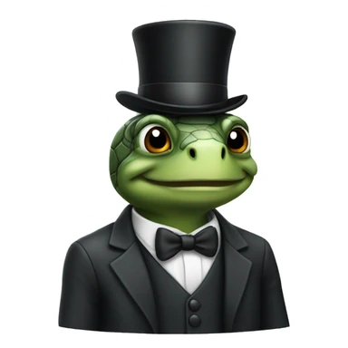 turtle in suit and tie and top hat sticker