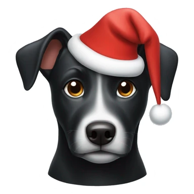 Black dog wearing a christmas hat  sticker