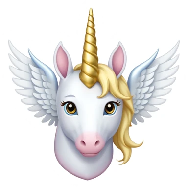 White heart with gold unicorn horn & white wings sticker