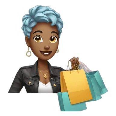 influencer taking selfie with a shopping bag sticker