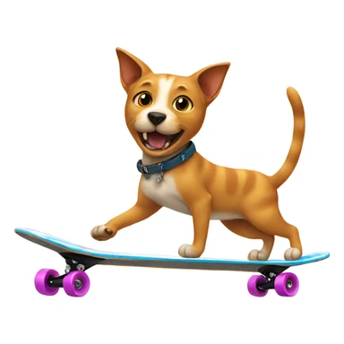 Cat riding a skateboard with a dog chasing it sticker