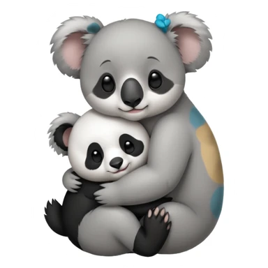 Big koala hugging small panda sticker