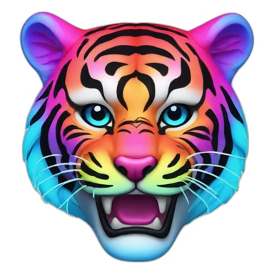 rainbow neon tiger Japanese mask sticker