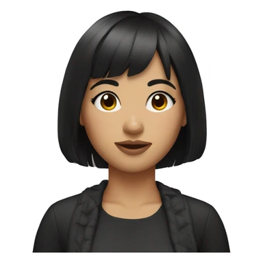 girl with black hair eyeliner and bangs sticker