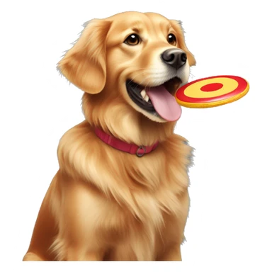 Red Golden retriever catching frisbee  sticker