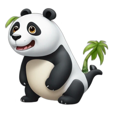 A panda bear mixed with a dino sticker