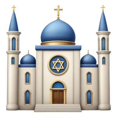 reform jewish synagogue similar in architecture to historical churches (pretty and magnificent), white in color, in ios emoji style sticker