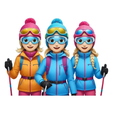 ski trip, group of friends skiing, snowy mountains sticker