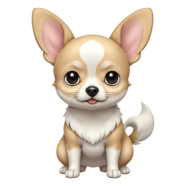 Full White and black Chihuahua - tiny, chubby and big ears. Full body sticker