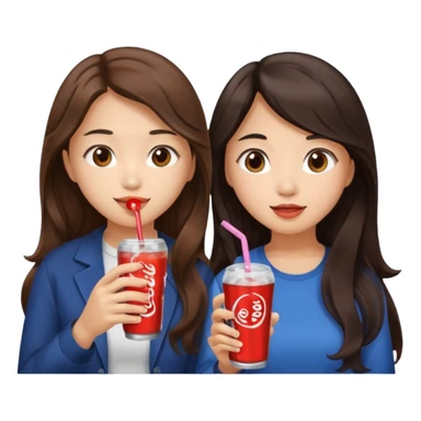 Two girls drinking they’re both Asian but one has wavy brown hair and the other has long straight dark hair sticker