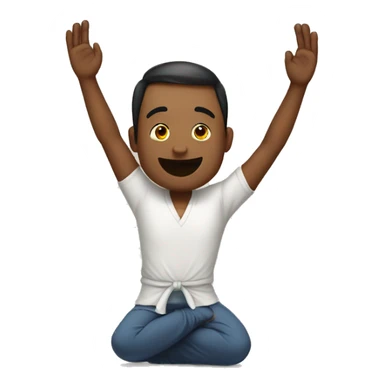 Emoji bowing and saying namaste with elbows tpuching sticker