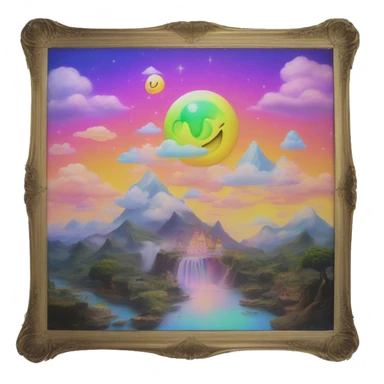 dreamland picture painting holographic in frame  sticker