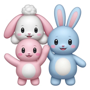 Kirby and Cinnamoroll high fiving sticker