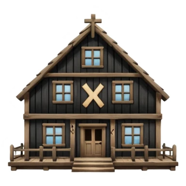 an inn with a big X on it sticker