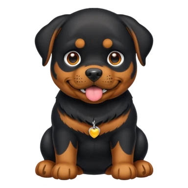 Crie um emoji de um cachorro rottweiler preto sticker