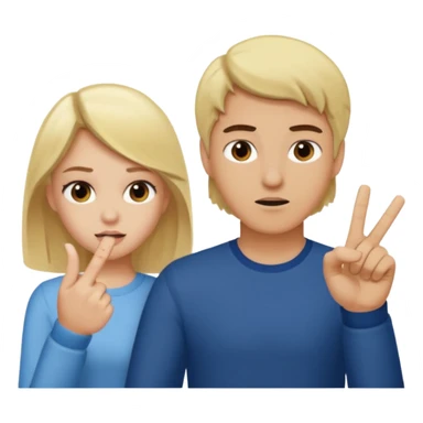 une fille blonde qui fait un doigt d'honneur a un mec brun parce qu'il vient de l'insulter sticker