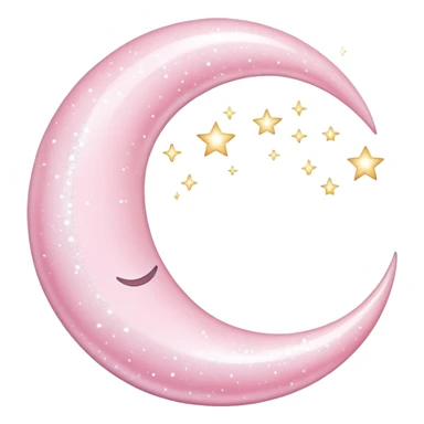 shimmering light pink crescent moon with sparkles sticker