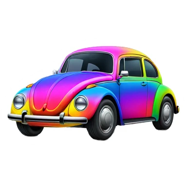 neon rainbow vw beetle sticker