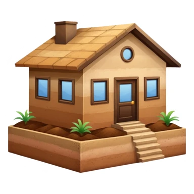 degraded rammed earth house with different soil colors sticker