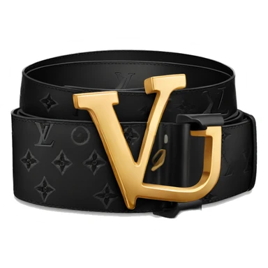 Luxury Black Louis hVuitton belt with Gold buckle sticker