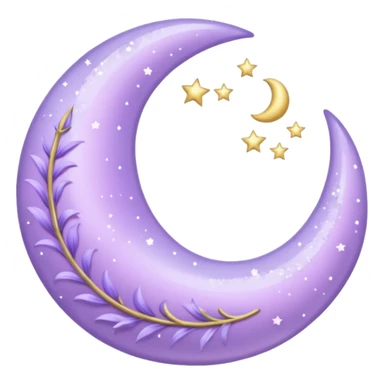An aesthetic shiny glittering pastel purple lavender crescent damask moon sticker