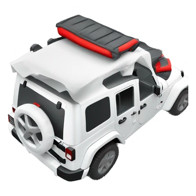 White Jeep Wrangler Rubicon with white roof and red accents  sticker