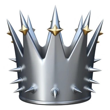 A spiked crown emoji made of silver chrome, sharp yet rounded metallic spikes, glossy reflections, aggressive luxury swag aesthetic, iOS emoji style, centered, clean white background sticker