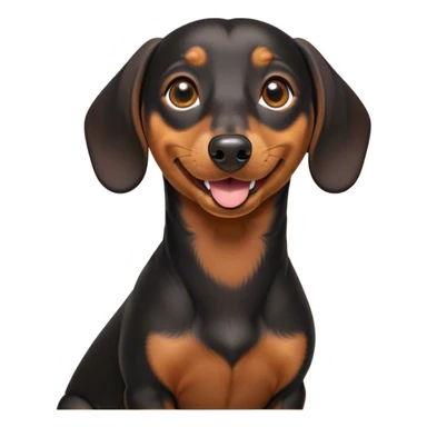 Cinematic Comical black and tan Dachshund Portrait Emoji, Head tilted dramatically with an exaggeratedly amused expression, featuring a sleek black and tan coat with a vibrant sheen, wide, expressive brown eyes filled with playful disbelief, Simplified yet hilariously expressive features, highly detailed, glowing with a slightly sassy glow, high shine, dramatic yet playful, stylized with an air of cheeky humor, bright and endearing, soft glowing outline, capturing the essence of a spirited and over-the-top companion, so meme-worthy it feels like it could side-eye its way into internet fame instantly! sticker