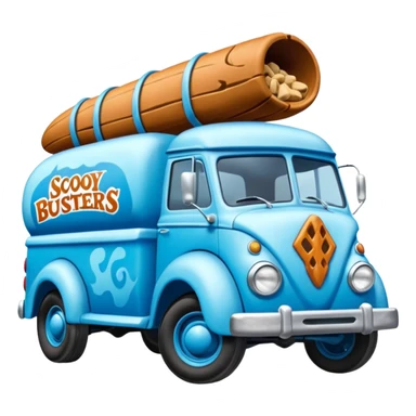 The Flintstones shiny crushed-iced-blue frozen Scooby Doo 1945  Bug busters liquidator’s antique long-wheelbase snub-nose off-road moving truck  sticker