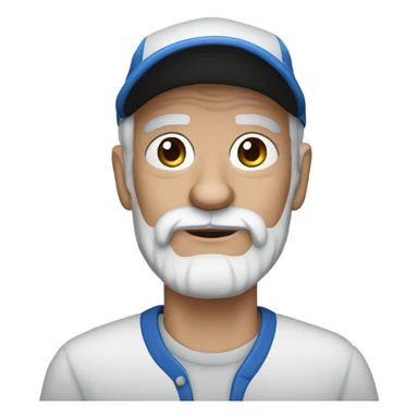 Blue eyed Old man with goatee beard ball cap holding black Chihuahua long hair sticker