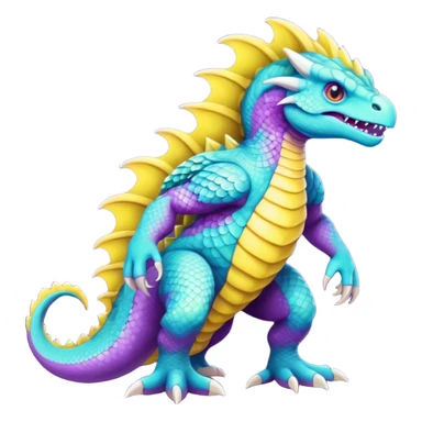 Purple and yellow and Cyan Fakémon-Pokémon-Digimon-Spectrobe-creature, full body sticker