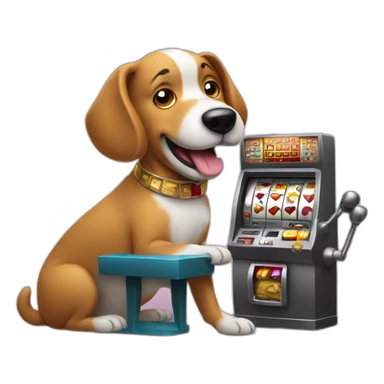A dog playing a slot machine winning a million dollars  sticker
