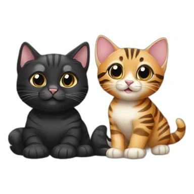 two-cats-bengal-and-cat-black-kitten-together sticker