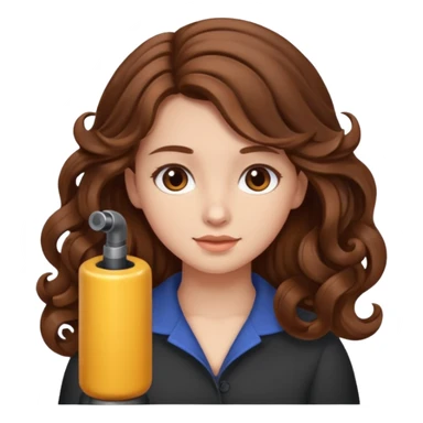 generate a girl with brown hair while curling it longer hair sticker