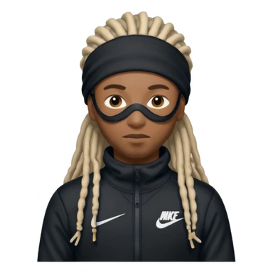 make a black person i nike tech with dreads and ski mask sticker